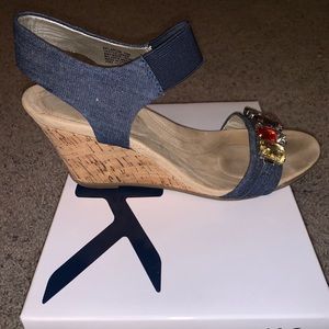 Anne Klein Denim Wedges